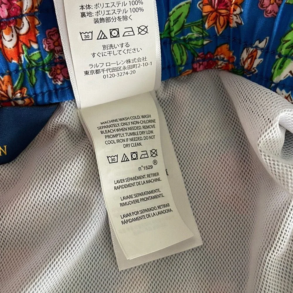 New POLO Ralph Lauren Multicolor Floral Tie Waist Men Swim Trunks